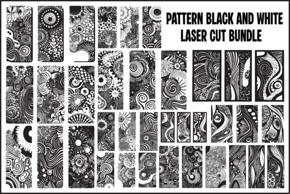 Black & White Pattern Laser Cut Bundle: Modern Abstract Design Assets