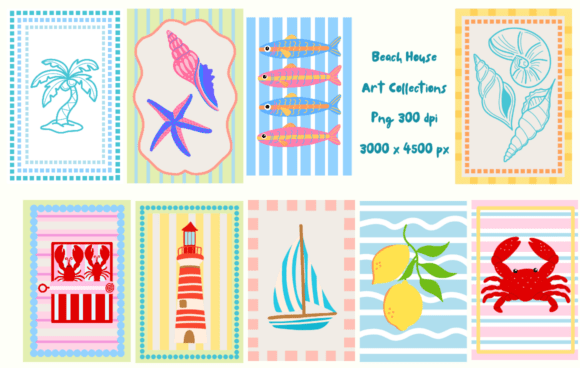 Capture Coastal Serenity with Beach House Art Collections Clipart