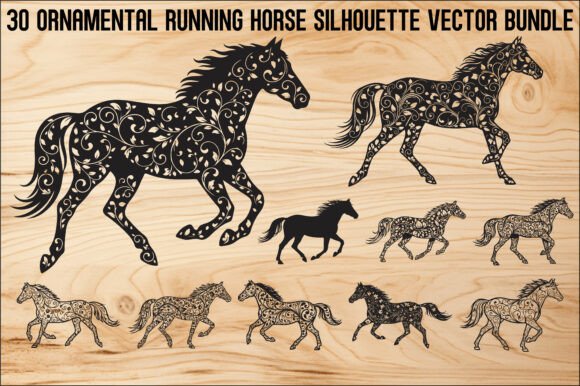 Capturing Motion and Elegance with the Running Horse Silhouette SVG Bundle