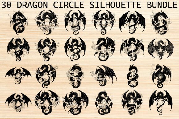 Dragon Circle Silhouette Bundle: Unleash Mythical Power in Your Designs