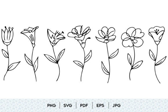 Elevate Your Projects with Minimalist One Line Flower Bundle SVG