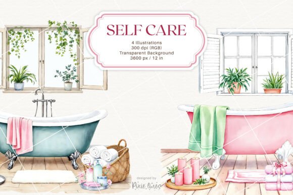 Embrace the Calm: The Self Care Spa Day Illustration Set