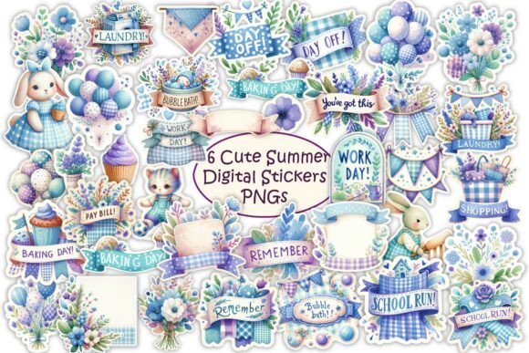Embrace the Season: 66 Summer Digital Planner Stickers PNGs