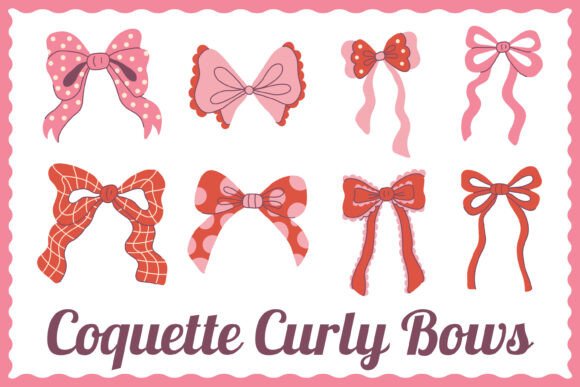 Embrace Whimsy with Coquette Curly Bows PNG Clipart