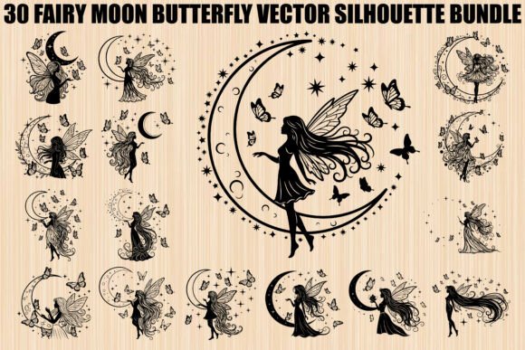 Fairy Moon Butterfly Silhouette Bundle: A Celestial Toolkit for Creative Projects