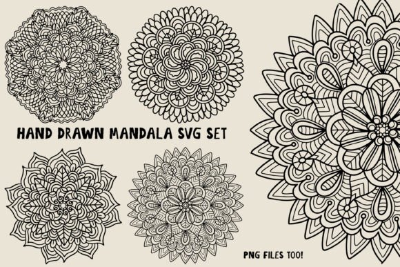 Intricate Hand Drawn Mandala SVG & PNG Bundle