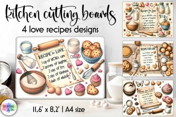 Love Recipe Kitchen Board Sublimation: A Design Asset for Heartfelt Branding