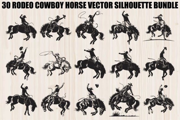 Rodeo Cowboy Horse Bundle: Dynamic Western Vector Art
