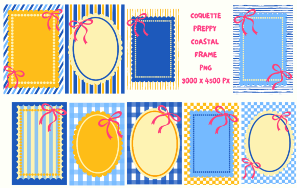Set Sail with Style: Coquette Preppy Coastal Frame Clipart