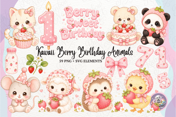 Sweeten Your Designs with Kawaii Berry Birthday Animals