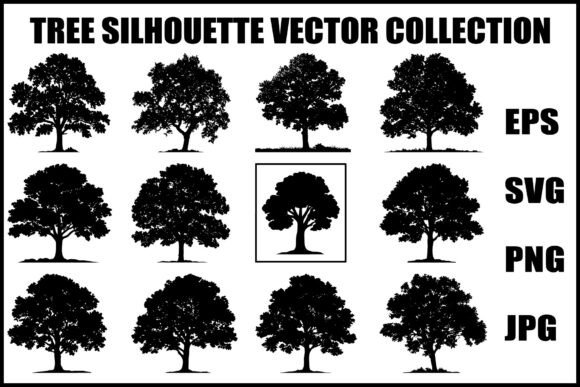 Tree Silhouette Vector Bundle: Natural Elegance for Modern Design