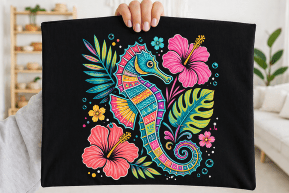 Vibrant Seahorse Clipart for Tropical Designs