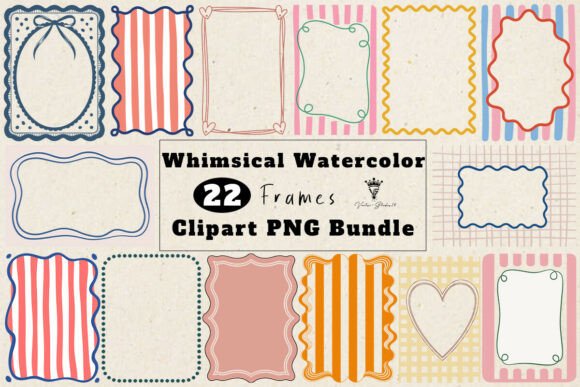 Whimsical Watercolor Frame Clipart Set: Soft Borders for Your Projects