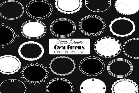 White Oval Frames: Hand-Drawn Borders for Crafters